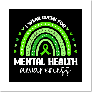 I Wear Green Mental Health Awareness Posters and Art